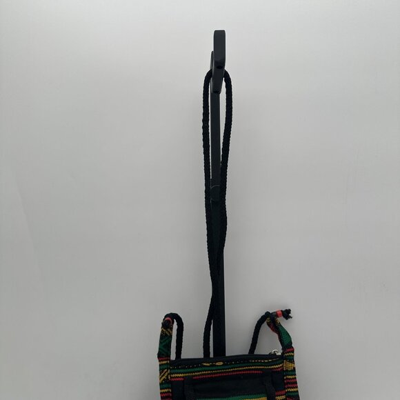 Handwoven Rasta Inspired Mini Messenger Bag With Fringe & Zipper Closure - Picture 2 of 5